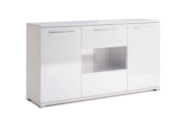 Image Комод MiroMark Фемили 3-дверный с ветриной 150 см Белый