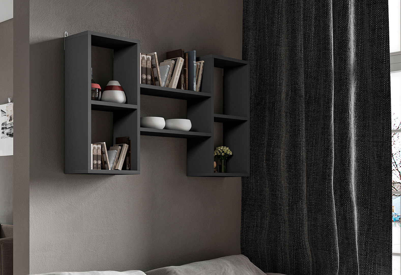 Фото 3 - Полиця Moreli Т11 двоярусна 101 см, антрацит