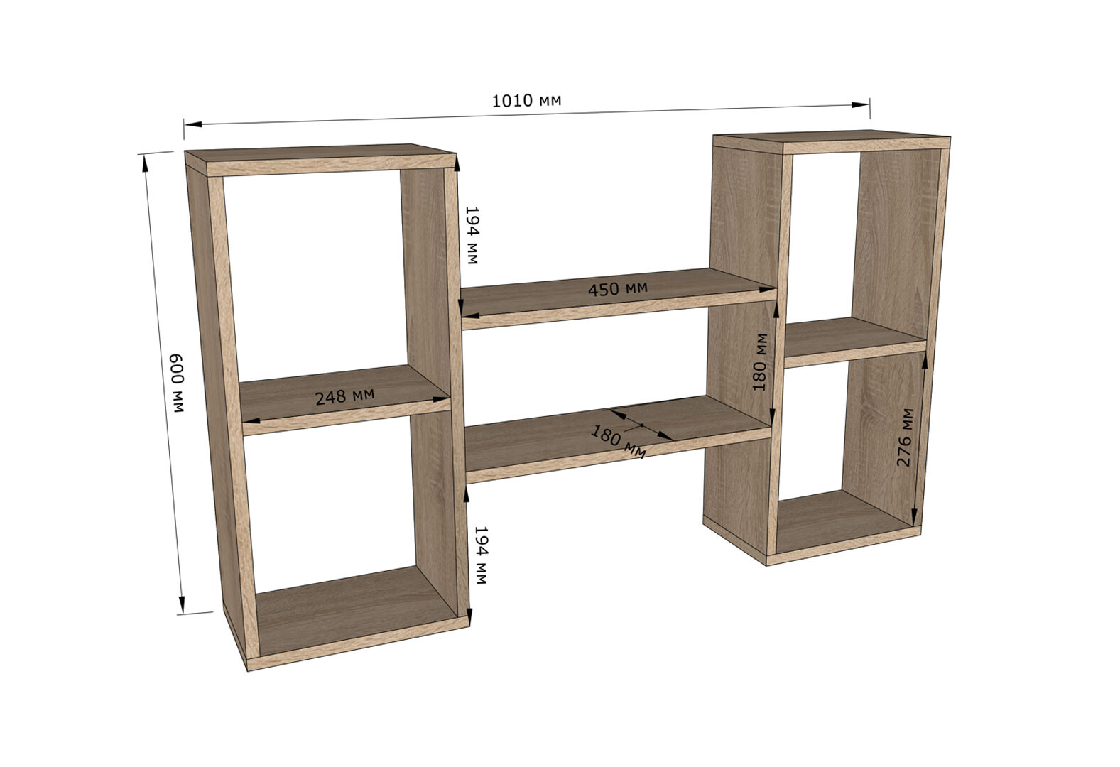 Фото 4 - Полиця Moreli Т11 двоярусна 101 см, антрацит