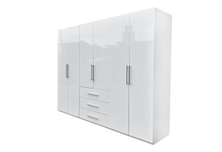 Фото Шкаф MiroMark Магнум 6-дверный з 3 ящиками 294 см, белый
