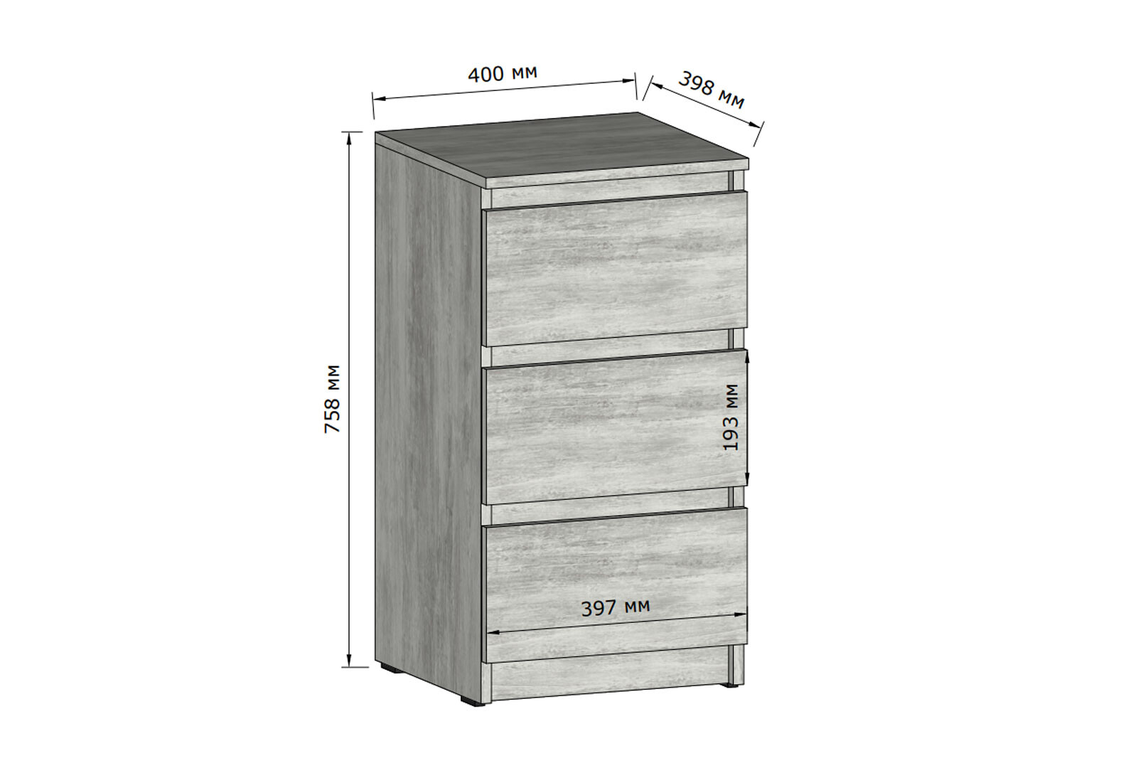 Фото 4 - Комод Moreli Т 216 с 3 ящиками 40 см антрацит
