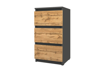 Фото Комод Moreli Т 216 з 3 шухлядами 40 см антрацит / дуб аппалачі