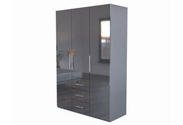 Фото Шкаф MiroMark Магнум 3-дверный з 3 ящиками 147 см, антрацит