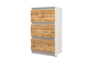 Фото Комод Moreli Т 216 з 3 шухлядами 40 см білий / дуб аппалачі