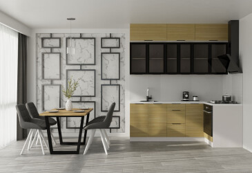 Фото Угловая кухня Диплос / Diplos Blum 2.2х1.2 Мебель Стар 3-ярусная, натуральное дерево