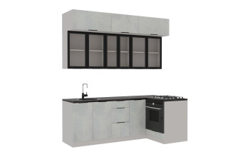 Фото Угловая кухня Диплос / Diplos Blum 2.2х1.2 Мебель Стар 3-ярусная, бетон белый