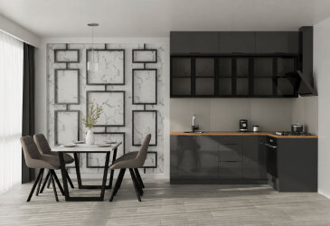 Image Угловая кухня Диплос / Diplos Blum 2.2х1.2 Мебель Стар 3-ярусная, антрацит глянец