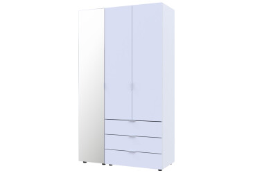 Фото Шкаф Doros Гелар 3-дверная с зеркалом і 3 ящиками 117 см Белый