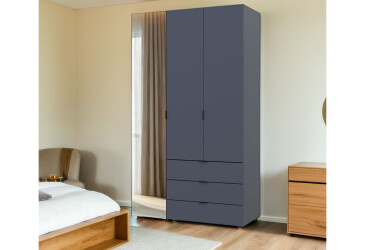 Фото Шкаф для одежды 2ДСП/Зеркало 116.5х49.5х203.4 Графит