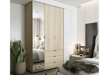 Фото Шкаф для одежды 2ДСП/Зеркало 116.5х49.5х203.4 Дуб сонома