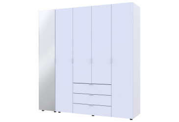 Фото Шкаф Doros Гелар 5-дверная с зеркалом і 3 ящиками 194 см Белый