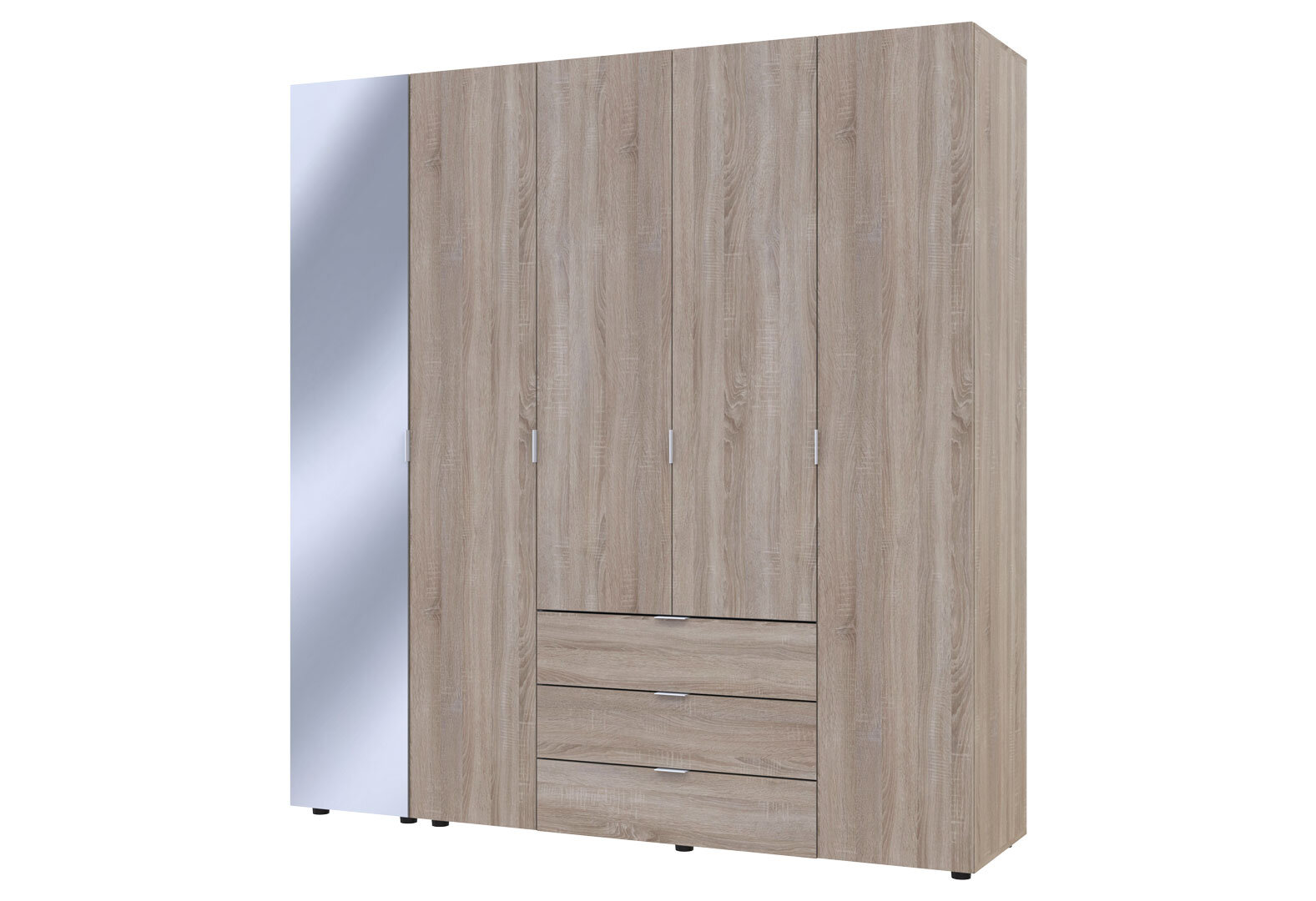 Фото 6 - Шафа Doros Гелар 5-дверна з дзеркалом і 3 шухлядами 194 см Дуб сонома