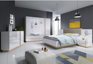 Фото Спальня Perfect Home Арко / Arco 4D, белый глянец / дуб грандсон