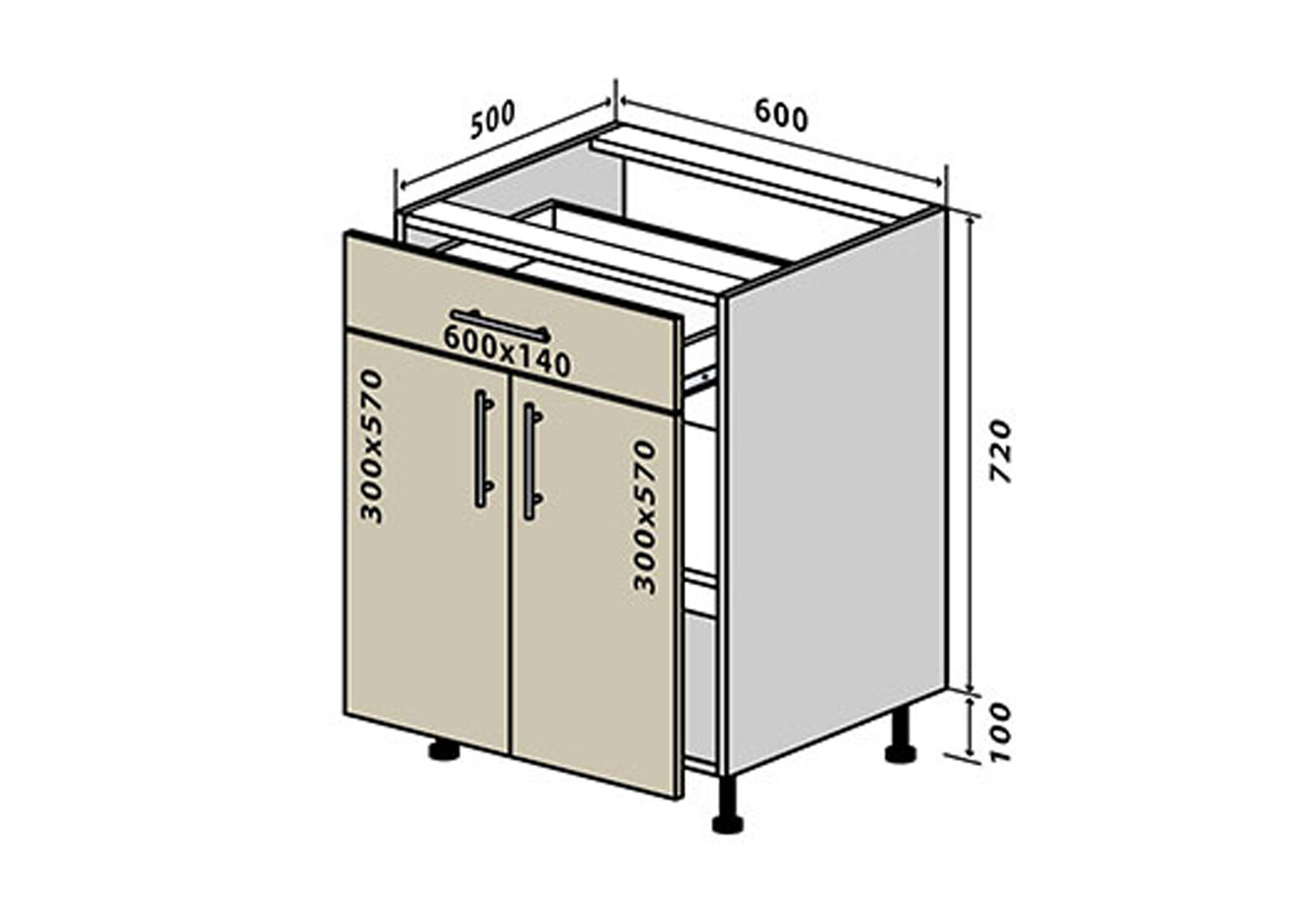 Фото 1 - Н30 Тумба 1Ш2Д 60 ГаМа / GaMa Люкс Вип-Мастер