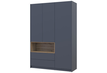 Фото Шафа Doros Дейл 3-дверна з нішею та 2 шухлядами 150 см, Графіт / Дуб Евок