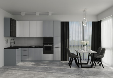 Фото Угловая кухня Диплос / Diplos Blum 1.6х2.8 Мебель Стар, серый глянец, белый agt