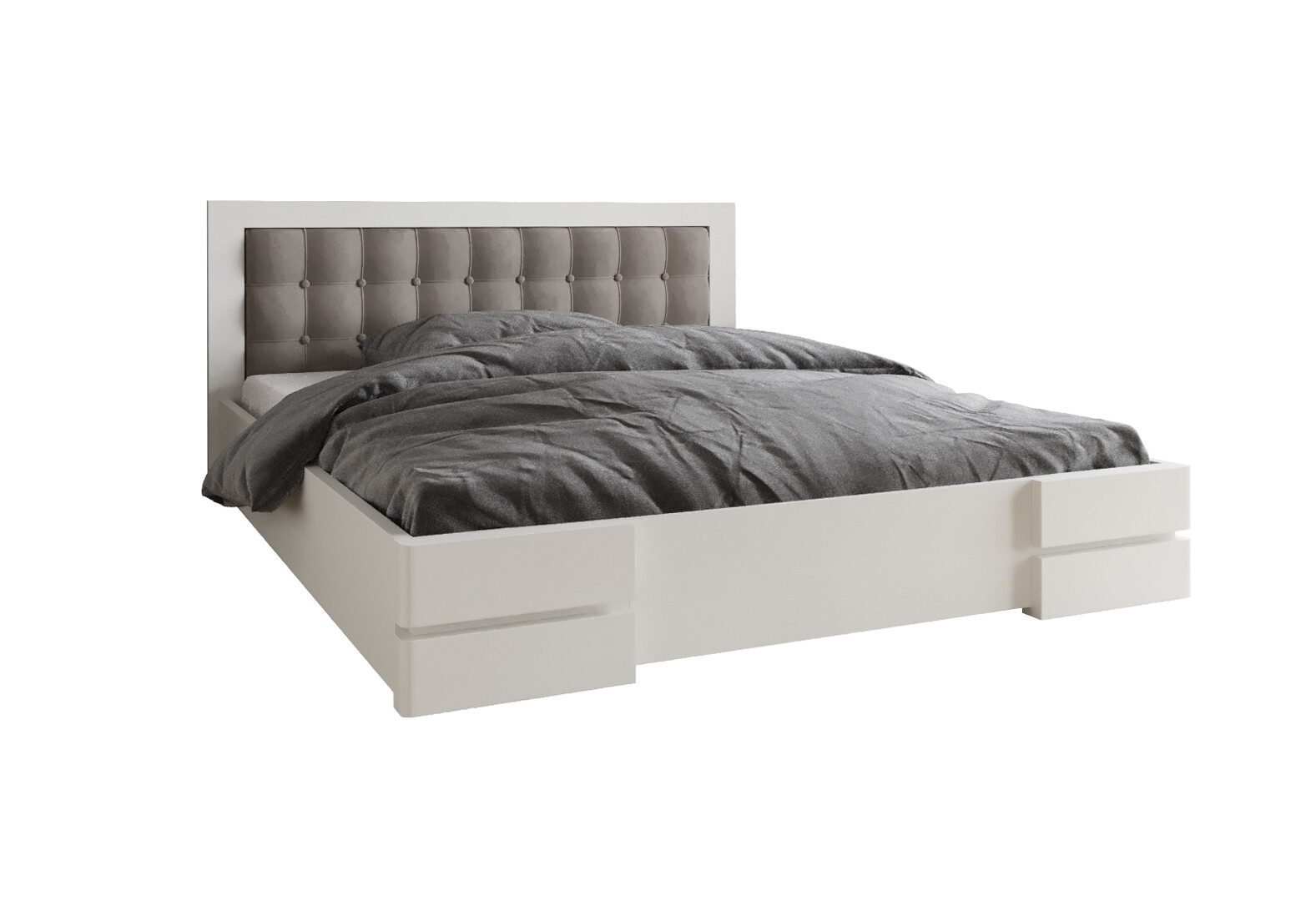 Фото 3 - Кровать Arbor Drev Регина 160 см прошивка изголовъя квадрат, тк. Лагуна 08, белая, сосна