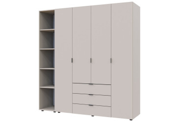 Фото Шкаф Doros Гелар 4 ДСП 4-дверная с 3 ящиками и этажеркой 193 см Кашемир