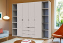 Фото 3 - Шкаф Doros Гелар 4 ДСП 4-дверная с 3 ящиками и 2 этажерками 231 см Кашемир