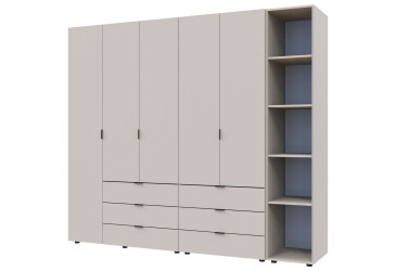 Фото Шкаф Doros Гелар ДСП 2- и 3-дверный с ящиками и этажеркой 232 см Кашемир