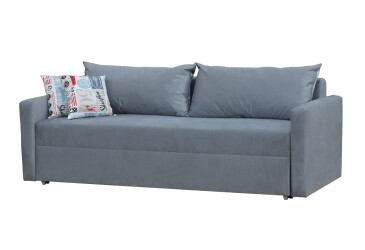 Фото Диван Вика Даллас Люкс 213х92 см, серый с декоративными подушками