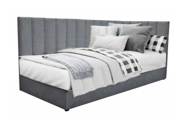 Фото Ліжко-подіум Vika Перлина 90х200 см підйомне з матрацом, збірка права, темно-сіре (Malcolm 53)