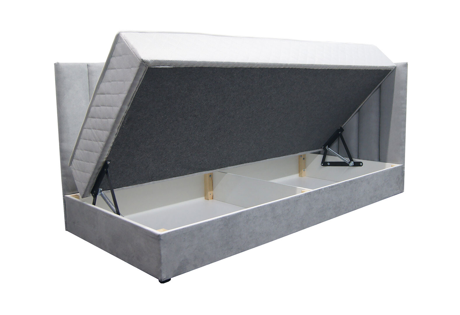 Фото 3 - Ліжко-подіум Vika Перлина 90х200 см підйомне з матрацом, збірка права, темно-сіре (Malcolm 53)