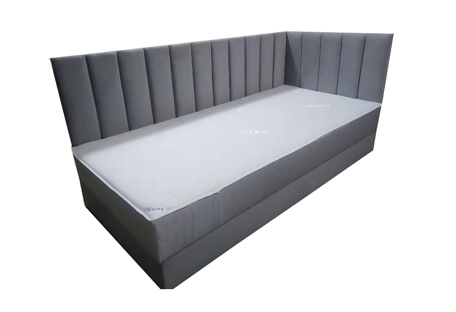 Фото 4 - Ліжко-подіум Vika Перлина 90х200 см підйомне з матрацом, збірка права, темно-сіре (Malcolm 53)