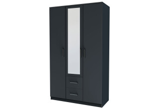 Фото Шафа Garant Simple / Сімпл 3-дверна з 2 шухлядами та дзеркалом 120 см, сірий графіт