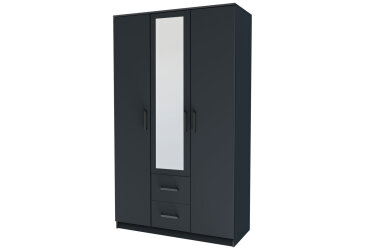 Image Шкаф Garant Simple / Симпл 3-дверная с 2 ящиками и зеркалом 120 см, серый графит