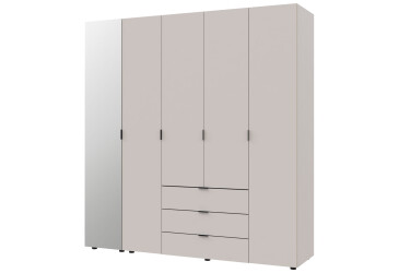 Фото Шкаф Doros Гелар 5-дверная с зеркалом і 3 ящиками 194 см Кашемир