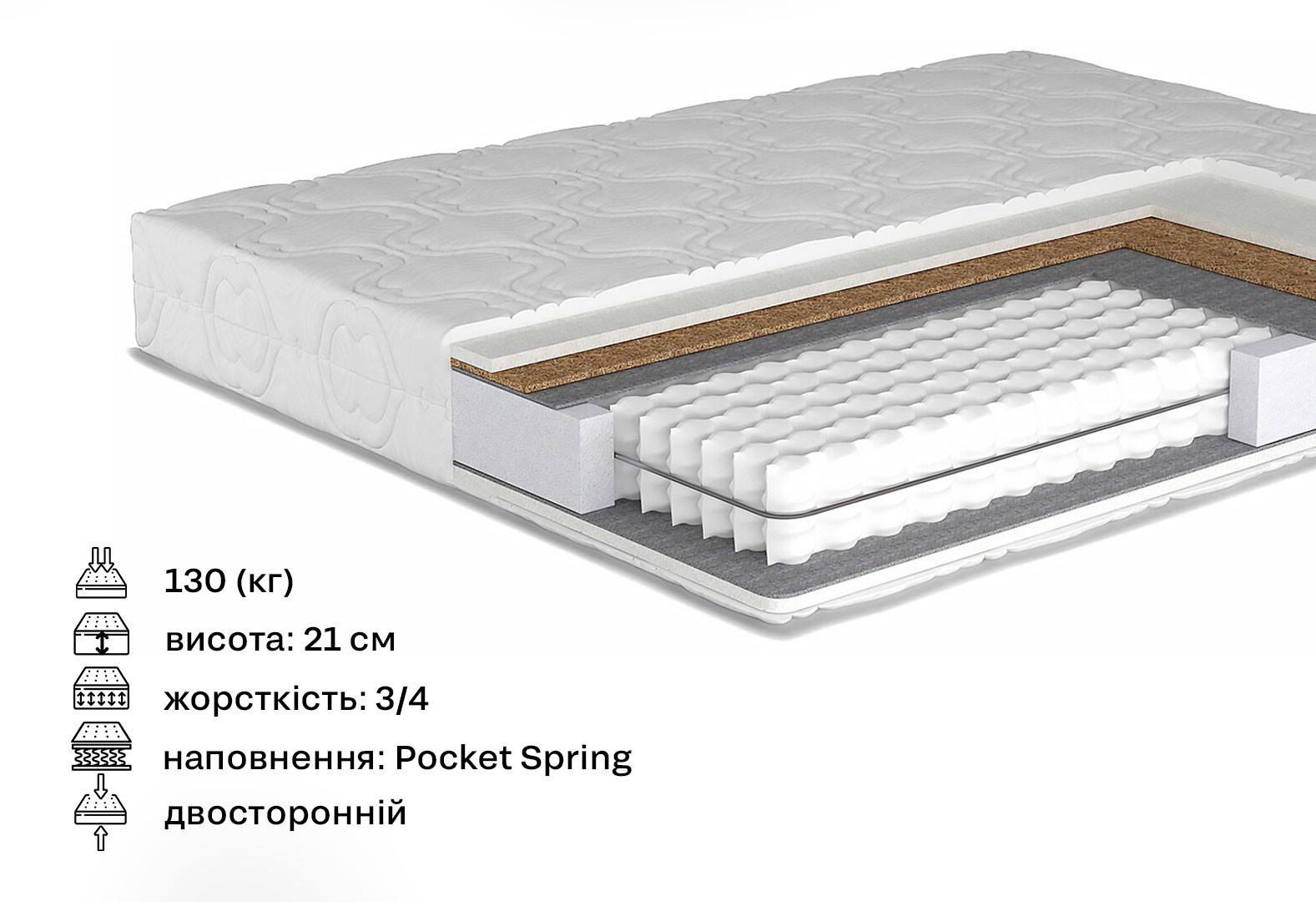 Фото 7 - Кровать-подиум МироМарк Лили / Lily с матрасом София Нью 160x200 подъёмная с каркасом, серая