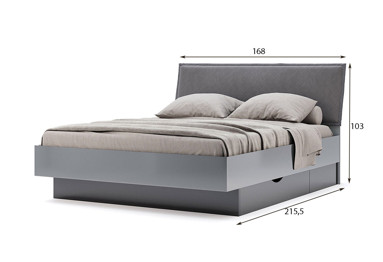 Фото 8 - Кровать-подиум МироМрак Тео с вкладом и матрасом София Нью 160х200 см с ящиками, мат антрацит / мат графіт