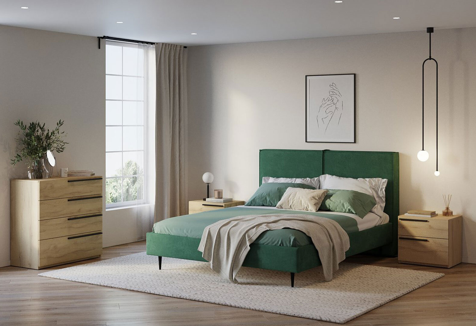 Фото 2 - Комод Kredens furniture Venus (0006) з 4 шухлядами 91,4 см, дуб аппалачі