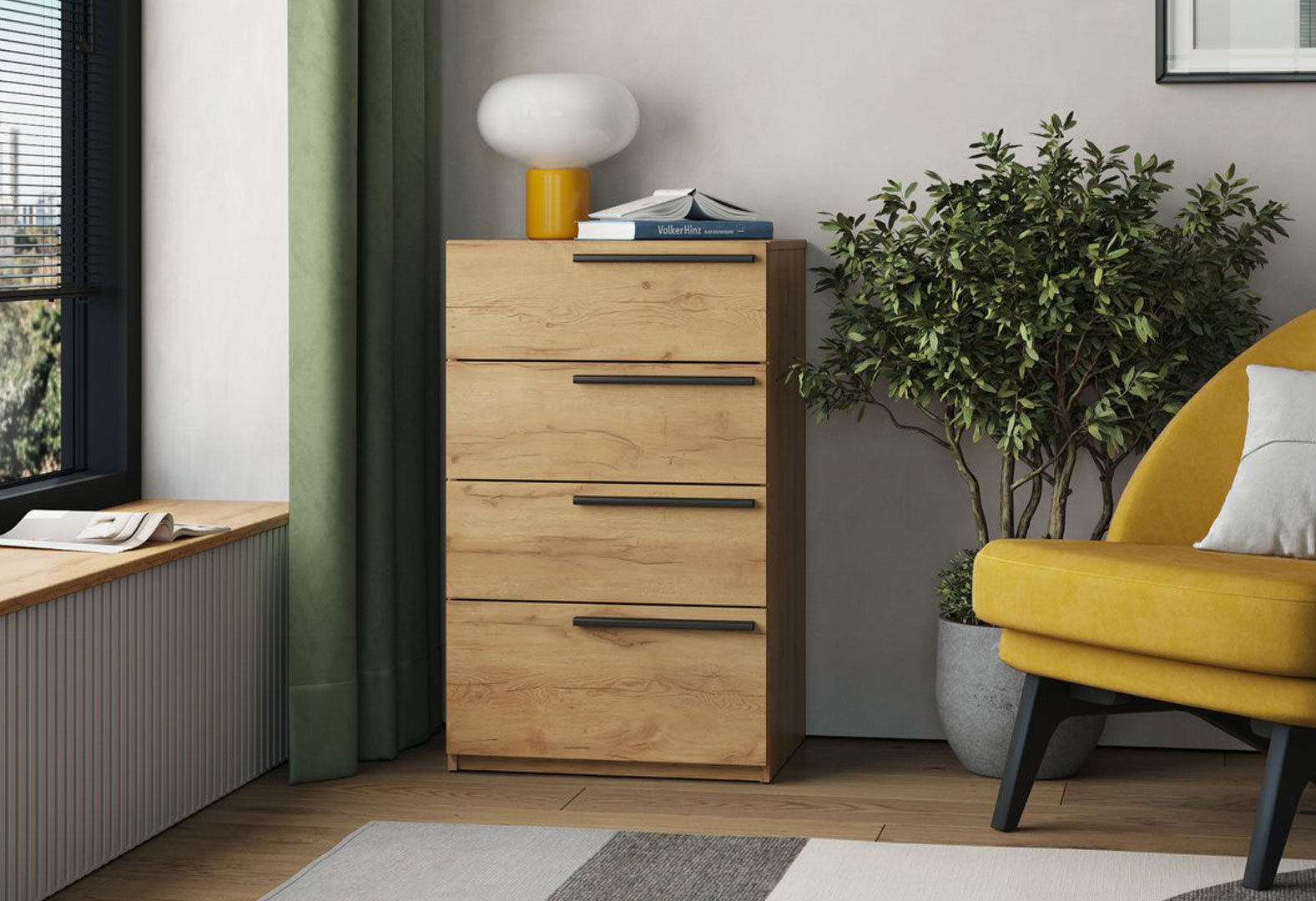 Фото 2 - Комод Kredens furniture Venus (0007) з 4 шухлядами 55 см, дуб аппалачі