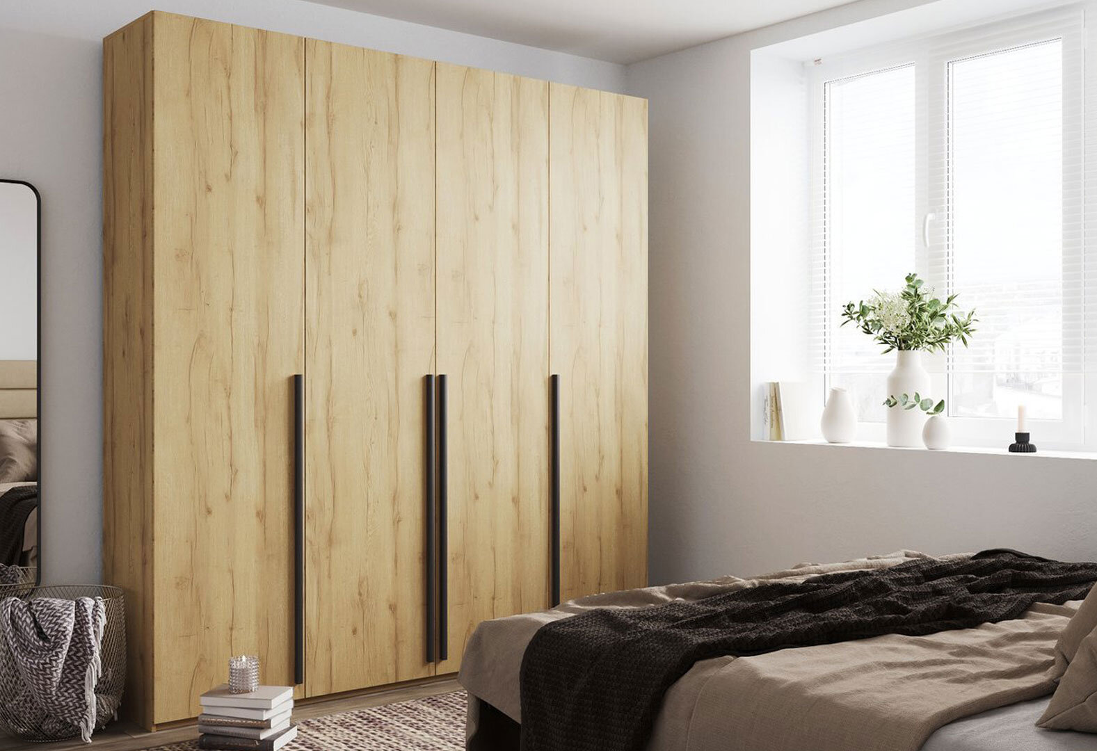 Фото 2 - Шафа Kredens furniture Venus (0025) 4-дверна зі штангами і полицями 200 см, дуб аппалачі