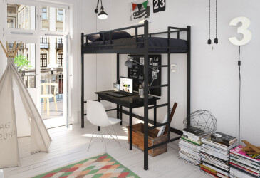 Фото Ліжко Tenero Фулхем горище металеве із вкладом метал + ДВП 90х200