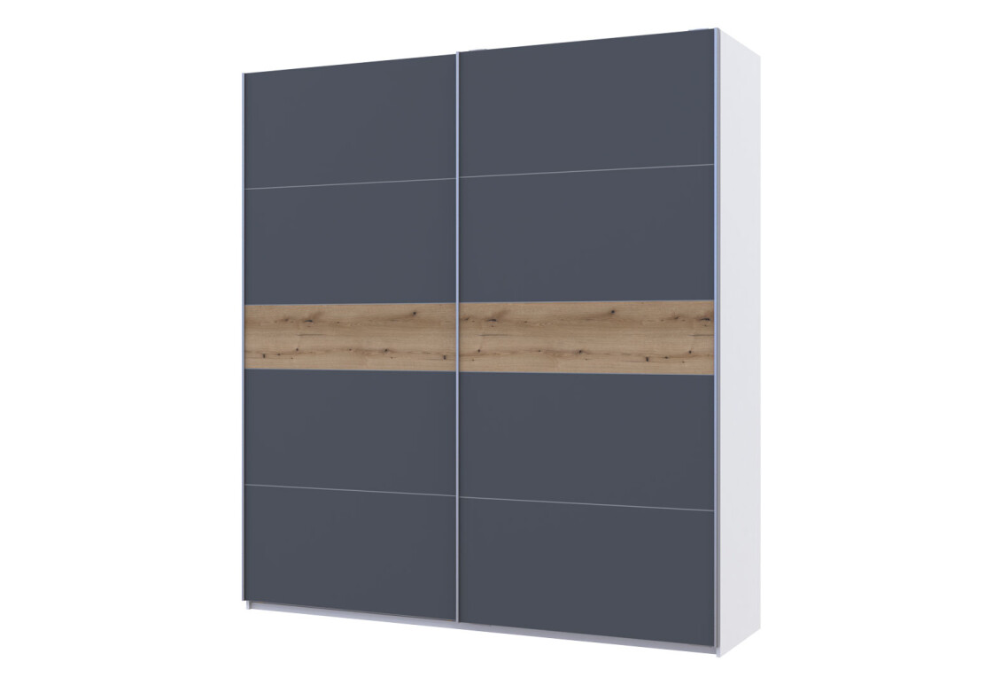 Фото Шкаф-купе Doros G-Caiser / Джи-Кейзер 2-дверный 220 см, белый / графит вставка дуб евок