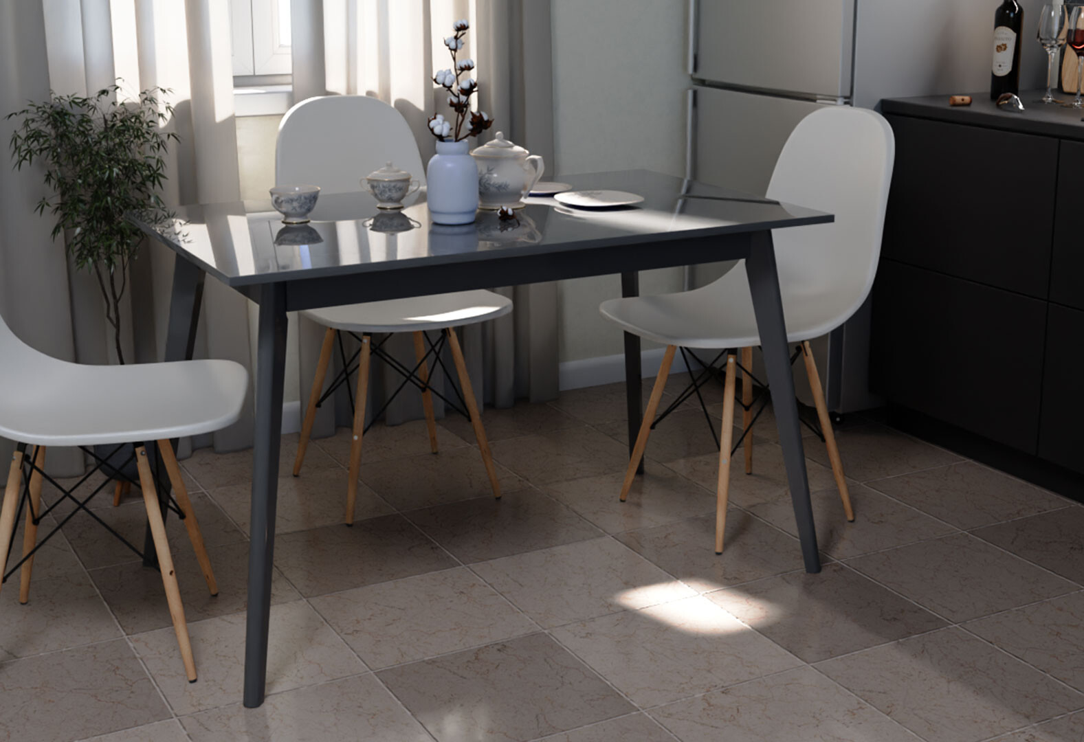 Фото 3 - Стол Неман Турин 1180х680, серый глянец