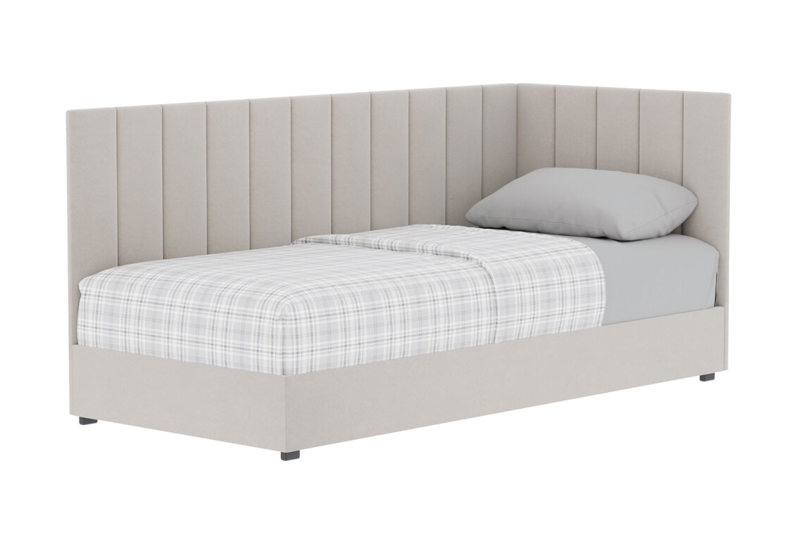 Фото Ліжко-подіум Vika Перлина 90х200 см підйомне з матрацом, збірка права, беж (Malcolm 55)