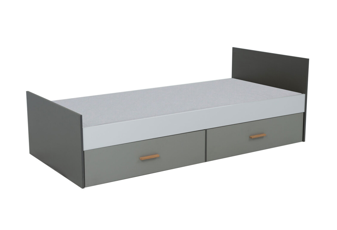 Фото Ліжко VMV holding Тіммі / Timmy з 2 шухлядами 90х200 см (без вкладу), білий / графіт / шиншила