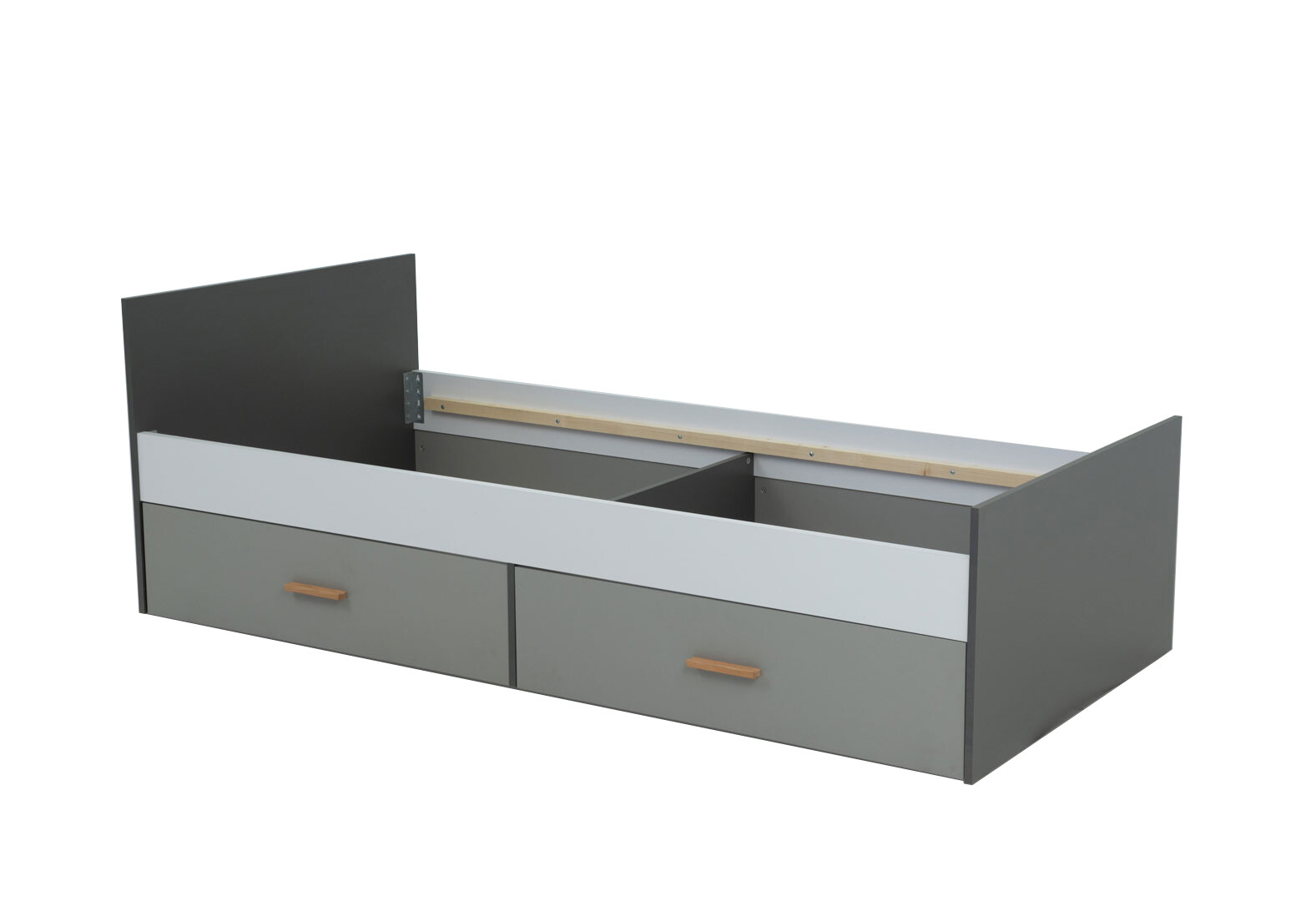 Фото 9 - Ліжко VMV holding Тіммі / Timmy з 2 шухлядами 90х200 см (без вкладу), білий / графіт / шиншила