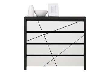 Фото Комод ВМК Каспиан МДФ с 4 ящиками 105 см, венге магия / белый снег