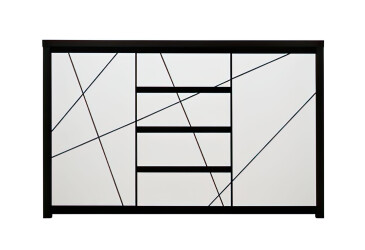 Фото Комод ВМК Каспиан МДФ с 2 дверцами и 4 ящиками 143 см, венге магия / белый снег