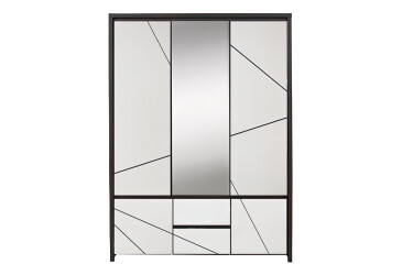 Фото Шкаф ВМК Каспиан МДФ 3-дверный с 2 ящиками 153 см, венге магия / белый снег