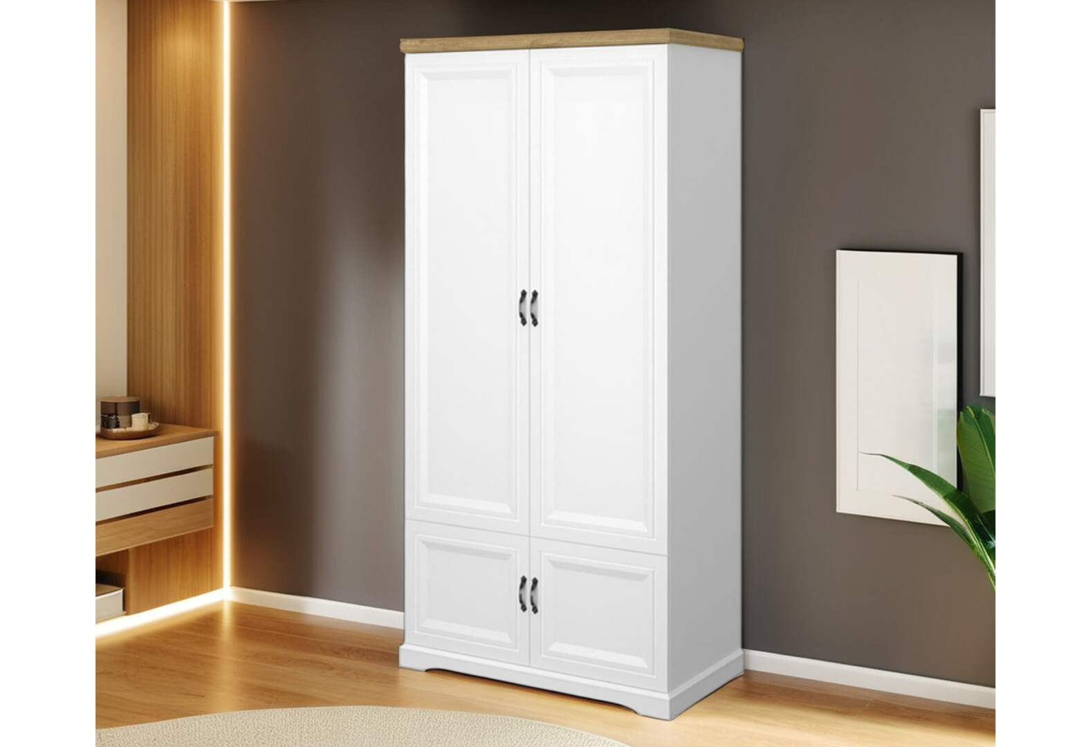 Фото 2 - Шкаф VMV holding Рива / Riva 4-дверный 103 см, белый / дуб Харбор золотой