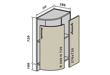 Фото Н37R+ Тумба радиусная УНИ