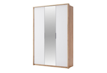 Фото Шкаф МироМарк Асти 3-дверный с зеркалом 140 см Дуб крафт/Белый серия Н