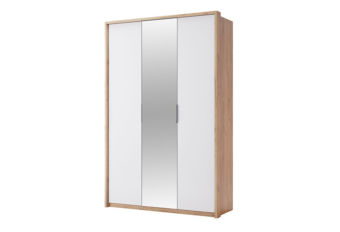 Фото Шкаф МироМарк Асти 3-дверный с зеркалом 140 см Дуб крафт/Белый серия Н