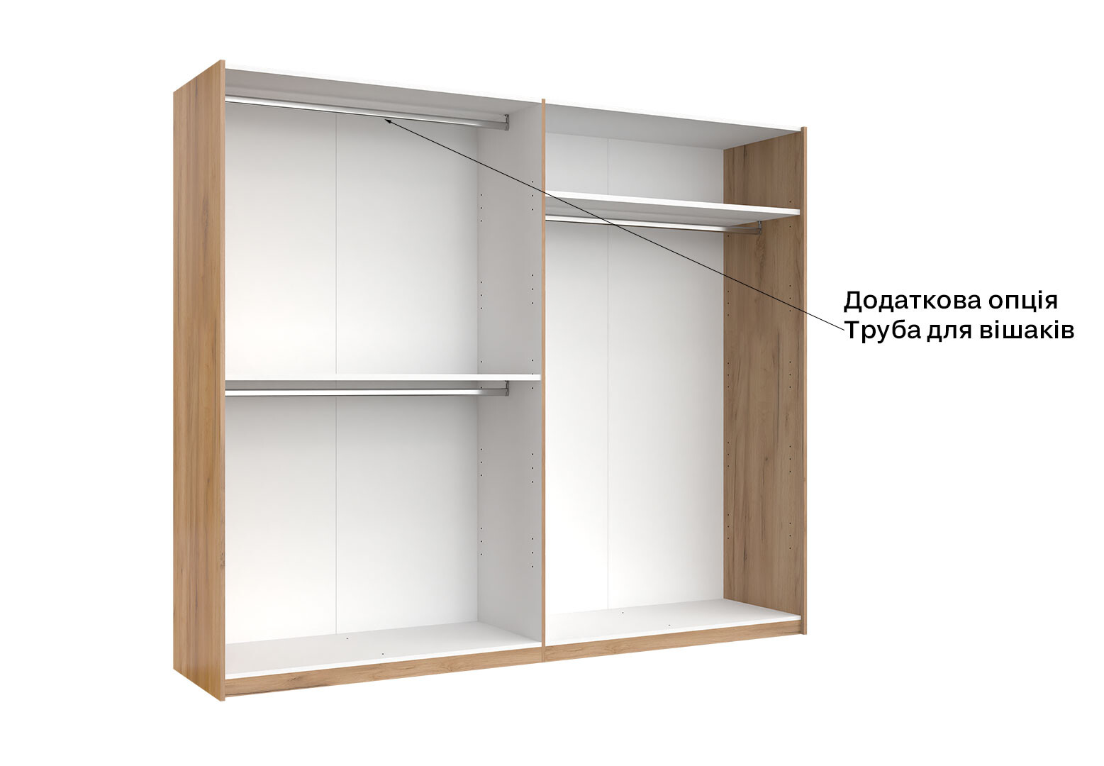 Фото 7 - Шкаф-купе МироМарк Асти 2-дверный 250х210 см Дуб крафт/Глянец Белый серия Н